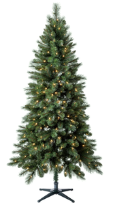 lot 593 image: Holiday Time 7 Pre-Lit Scottsdale Pine Artificial Christmas Tree, Clear LED Lights with Quick Set