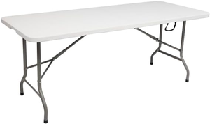 lot 203 image: Cosco 6 White Plastic Rectangular Folding Table
