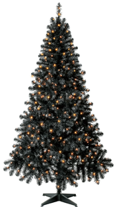 lot 389 image: Holiday Time 6.5 Pre-Lit Black Madison Pine Artificial Christmas Tree Clear LED