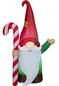 lot 394 image: Holiday Time 6.5 Inflatable Gnome with Candy Cane