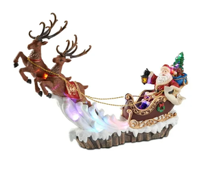 lot 395 image: Holiday Time 16 Tall Light-Up Christmas Village Santa with Reindeer Sleigh