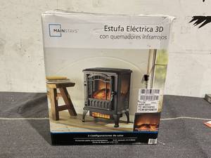 lot 91 image: Mainstays Black 2-Setting 3D Electric Stove Heater with Life-like Flame