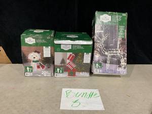 lot 411 image: LOT OF 3 Holiday Time Light-Up Inflatable Plush Puppy