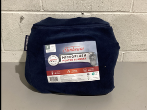 lot 709 image: Full Size Sunbeam Blanket Poseidon Microplush, 12 Heat Settings, 12-Hour Auto Shut-Off, Electric Heated Blanket with Controller
