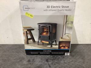 lot 666 image: Mainstays 2-Setting 3D Electric Stove Heater with Life-like Flame