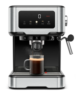 lot 110 image: Chefman CraftBrew 15-Bar Espresso Machine w Steam Wand and Touch Controls  Stainless Steel