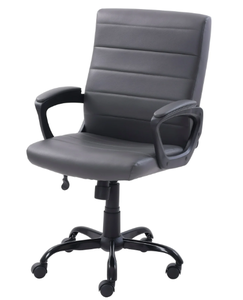 lot 130 image: Mainstays Bonded Leather Mid-Back Managers Office Chair, Black