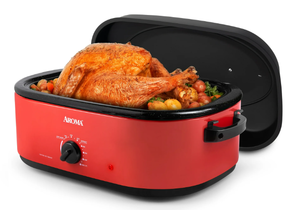 lot 151 image: Aroma 18Qt. Electric Roaster Oven with High Dome Lid, 8X Bonded Granite Enamel