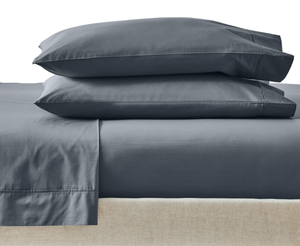 lot 154 image: 4PCS Queen Size Better Homes & Gardens Cool & Crisp 300 Thread Count Gray Flannel Cotton Percale Sheet Set