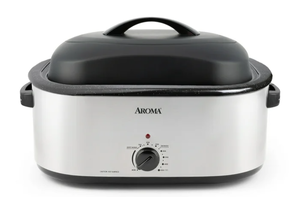 lot 164 image: Aroma 22Qt. Electric Roaster Oven with High Dome Lid, 8X Bonded Granite Enamel