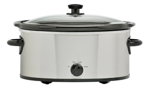 lot 187 image: LOT OF 2 Mainstays 6 Quart Oval Slow Cooker, Stainless Steel Finish, Glass Lid