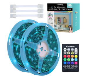lot 273 image: Xtreme Lit 100ft Cut & Customize Indoor LED Light Strip Kit, Includes 3 Connectors, 900 LEDs, 4 Modes, Remote & 24V Adapter