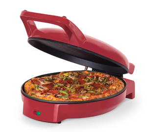 lot 308 image: Dash 12 Pizza Griddle, Red - Personal Pizza Maker with Dual Cooking Surfaces, Nonstick & 450°F Heat