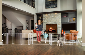 lot 311 image: Regalo Double Door Super Wide Adjustable Baby Gate and Play Yard, 4-In-1