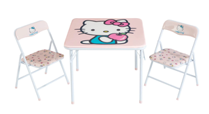 lot 380 image: 3PCS Hello Kitty Kids Table and Chairs Set