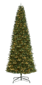 lot 660 image: Holiday Time 12 Pre-Lit Rockford Sure-Lit Pole Slim Pine Christmas Tree, 800 LED