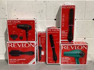 lot 565 image: LOT OF 6 Revlon One-Step Root Booster Round Brush Dryer and Hair Styler