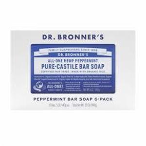 lot 28 image: Dr Bronners Pure Castille Peppermint Bar Soap 5 Ounce (Pack of 6)