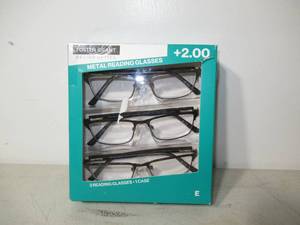 lot 40 image: Design Optics by Foster Grant Full Rim Metal Reading Glasses, 3-pack  2.00 Power