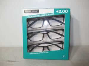 lot 41 image: Design Optics by Foster Grant Classic Reading Glasses, 3-pack  2.00 Power