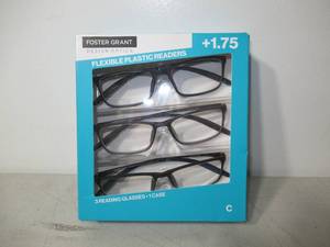 lot 43 image: Design Optics by Foster Grant Flexible Plastic Reading Glasses, 3-pack  1.75 Power