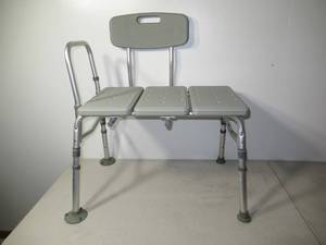 lot 6A image: Drive Medical Plastic Tub Transfer Bench with Adjustable Backrest-Gently Used