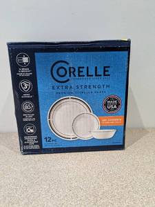lot 37 image: NEW CORELLE EXTRA STRENGTH 12PC. DISH SET