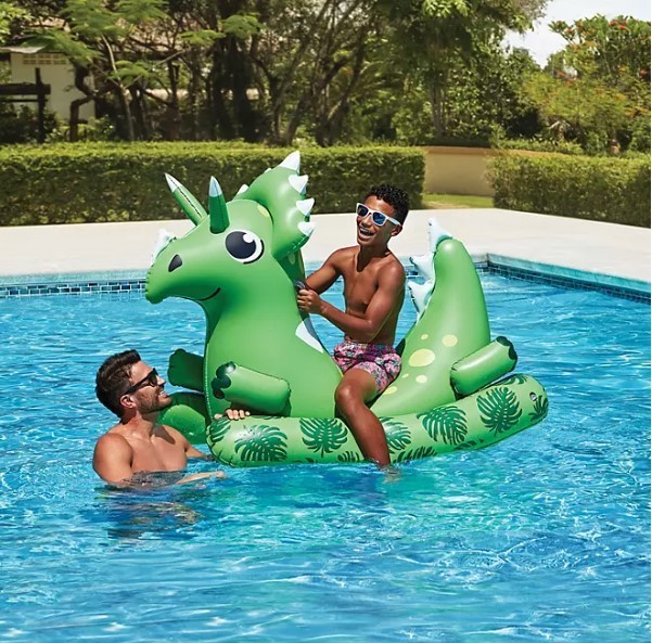 lot 433 image: NEW Members Mark Novelty Ride-On Pool Float - Dino