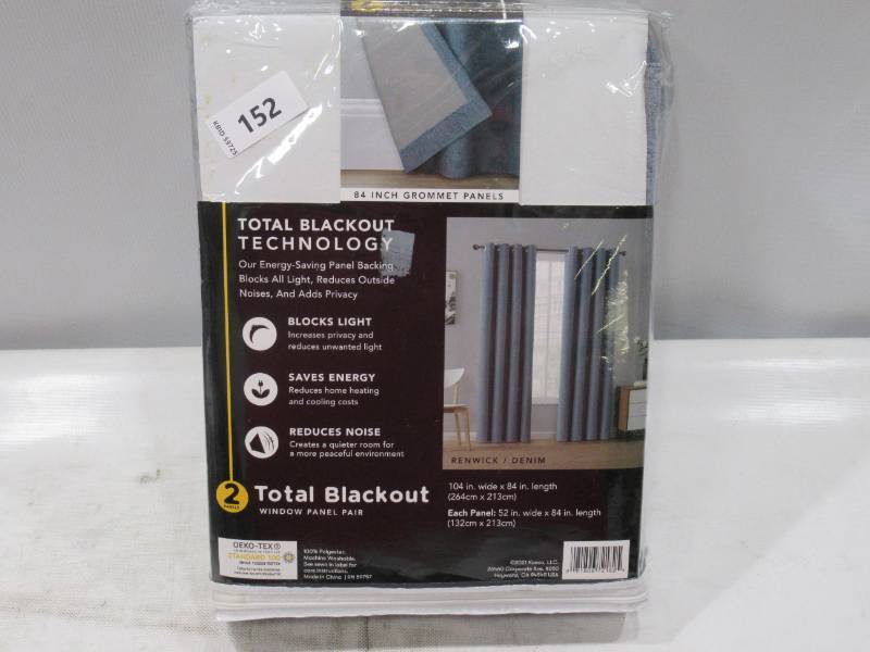 lot 400 image: Total Blackout Window Panel Set, 52 x 84 Each, Grommet Panels, Renwick Denim