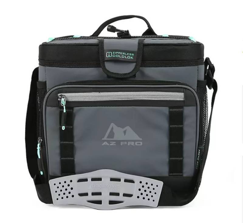 lot 306 image: NEW AZ Pro 16-Can Zipperless Cooler with Hardbody Liner and SmartBin - Gray and Teal