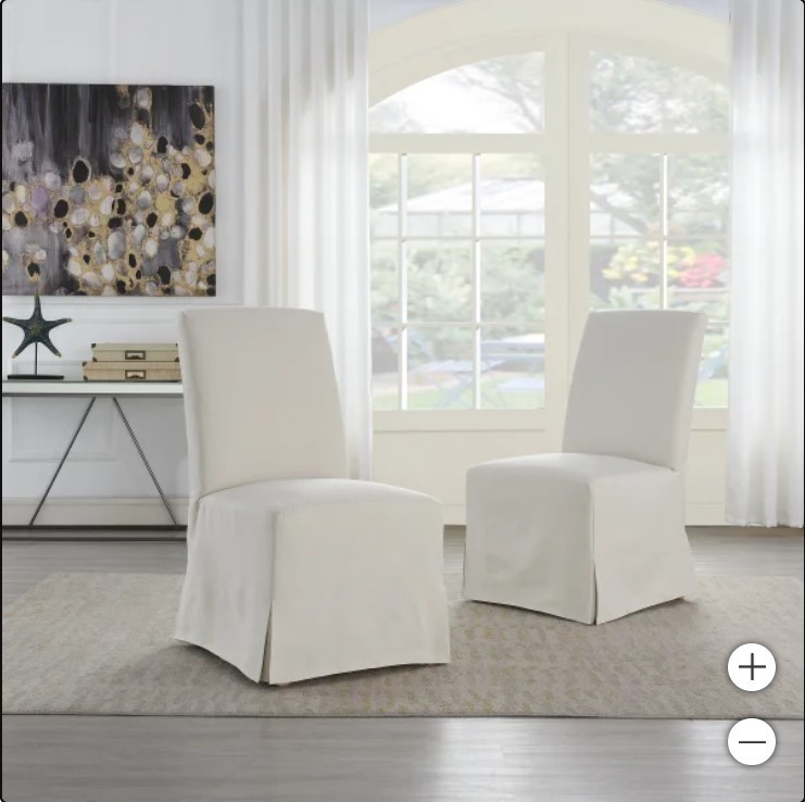 lot 196 image: East & Vine Clare Slipcover Dining Chair, 2-pack - CREAM