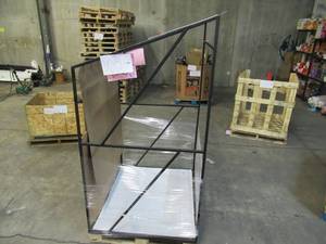 lot 105 image: Welded Black Metal Frame Built to Fit Onto Pallets with Angled Roof - Perfect for Projects