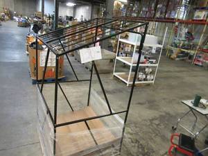 lot 120 image: Welded Black Metal Frame Built to Fit Onto Pallets with Angled Roof - Perfect for Projects