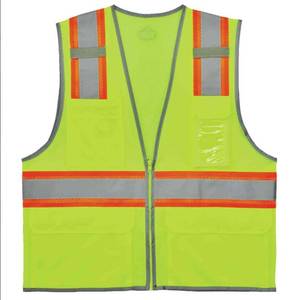 lot 273 image: NEW GloWear 8246Z Two-Tone Mesh Hi-Vis Safety Vest - Type R, Class 2, Zipper, Reflective Binding - LIME - LXL