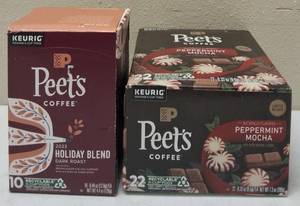 lot 29 image: Peets Coffee  (1) Holiday Blend - 10 K-Cups (1) Peppermint Mocha - 22 K-Cups