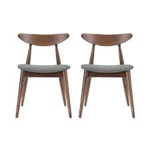 lot 17 image: Barron Light Grey and Walnut Upholstered Dining Chairs (Set of 2)   Customer Returns See Pictures