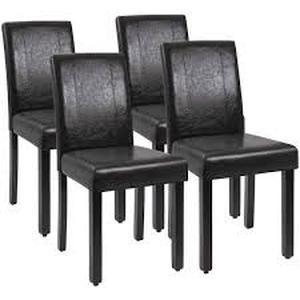 lot 20 image: LACOO Black Dining Chairs PU Leather Modern Kitchen chairs with Solid Wood Legs (Set of 4)   Customer Returns See Pictures