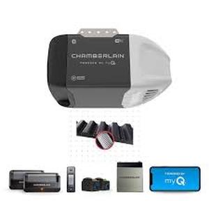 lot 31 image: Chamberlain 12 HP Smart Quiet Belt Drive Garage Door Opener with Battery Backup     Customer Returns See Pictures