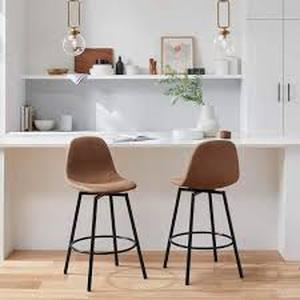lot 39 image: StyleWell Adenmore Swivel Counter Stool with Brown Faux Leather Upholstery and Black Metal Frame (Set of 2)   Customer Returns See Pictures
