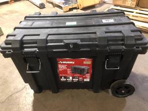 lot 40 image: Husky 23 in. 50 Gal. Black Rolling Toolbox with Keyed Lock and Portable Hand Tool Tray    Customer Returns See Pictures