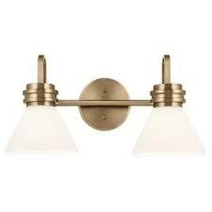lot 2 image: Kichler Farum 2 Light 20 Wide Vanity light-Model 55154CPZ-Champagne Bronze