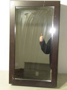 lot 43 image: Glacier Bay 15.25 in. W x 26 in. H Rectangular Framed Surface-Mount Bathroom Medicine Cabinet with Mirror in Java