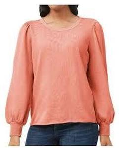 lot 103 image: Members Mark Womens Fashion Puff Sleeve Sweatshirt Adobe Coral, Size Small