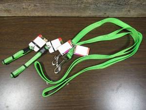 lot 147 image: Mixed Lot of 2 Neon Green Leashes & Reflective Pet Collars- for Small Toy Sized