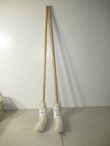 lot 186 image: Set of 2 Boardwalk HandleDeck Mops, #20 White Cotton Head, 54 Natural Wood Handle