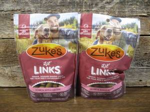 lot 153 image: Set of 2 Zukes Lil Links Healthy Little Sausage Links for Dogs, Pork & Apple Recipe, 6 oz