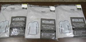 lot 185 image: Set of 3 Mission Ridge Mens Premium Thermal Top-Grey-Large