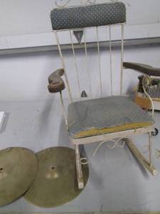 lot 28 image: Vintage metal rocking chair and a p...