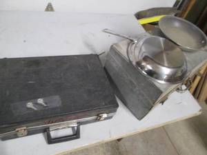 lot 42 image: Brief case, metal tool box and 2 Al...