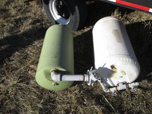 lot 79 image: Plastic and metal tank, one has a g...